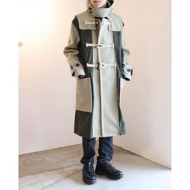 希少⭐︎sacai 20-21aw モデル着用ロングウールコート1白×グレー