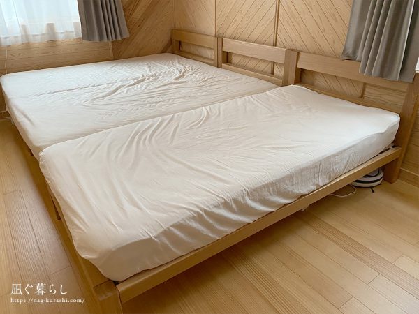 日本製・綿100% 無印良品☆木製ベッドフレーム シングル オーク材