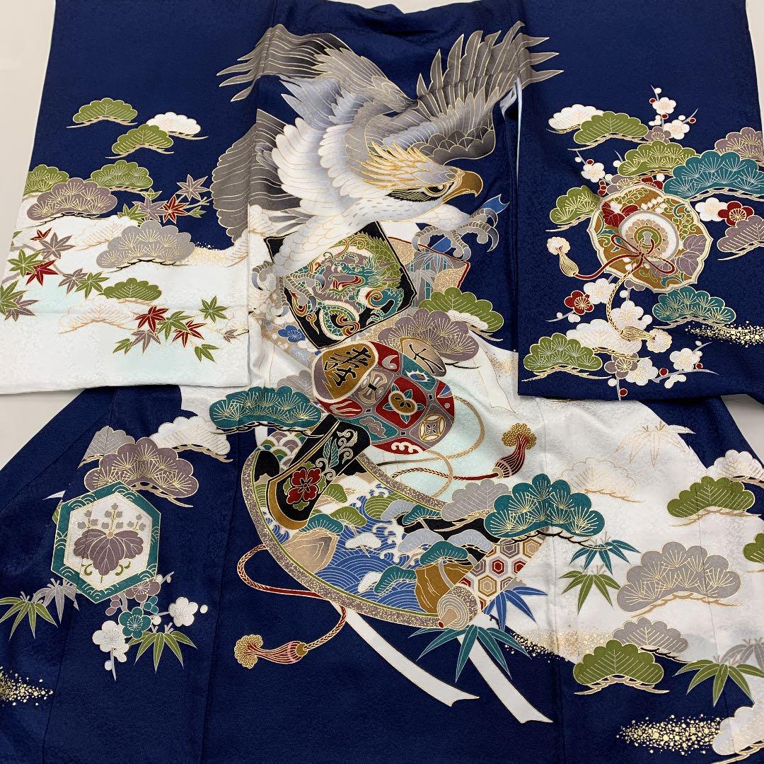 特選豪華総刺繍大将兜龍、新品「即決価格」正絹産着祝着京友禅染、古代