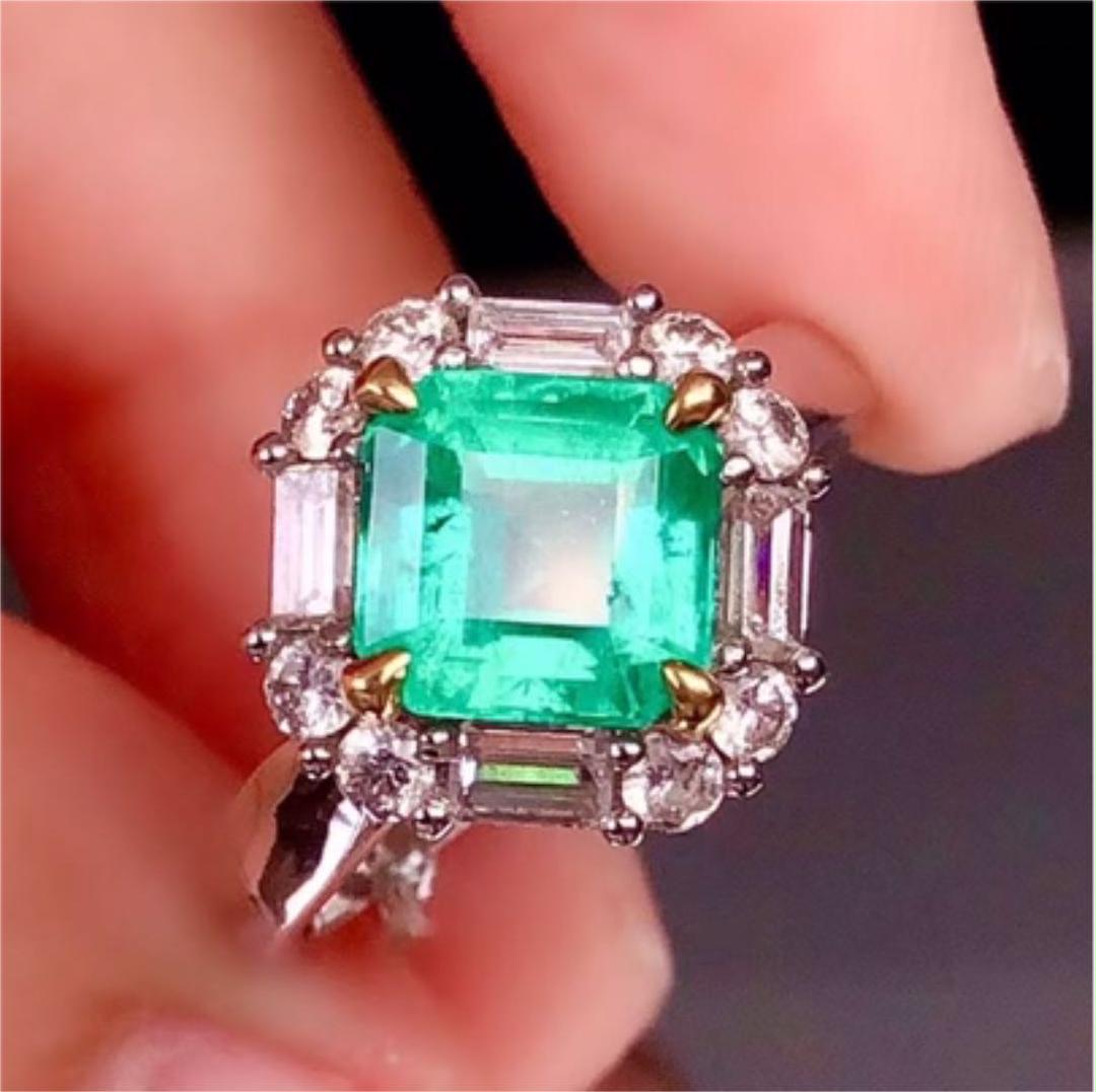 天然 エメラルド ダイヤ リング0.45ct k18 f3 アクセサリー