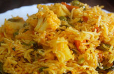 recipe veg pulao image in a white plate