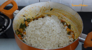 add soaked rice Masala Pulao recipe @ famousdishes