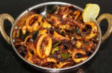 squid fry recipe image in a kadi