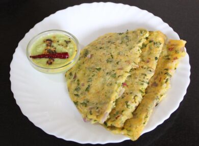 Akki Roti Recipe image in white plate