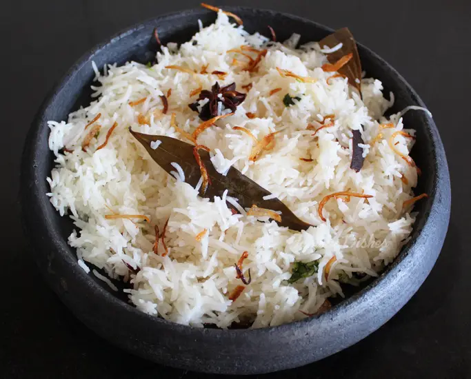 Ghee Rice Recipe image in a kadai