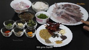 Ingredients for Squids Curry Recipe Mangalorean Style from FamousDishes
