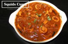 Squid Curry Recipe in a white plate