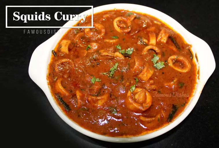 Squid Curry Recipe in a white plate