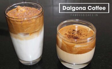 dalgona coffee recipe image in a glass