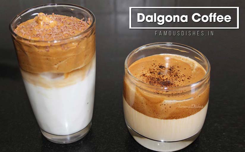 dalgona coffee recipe image in a glass