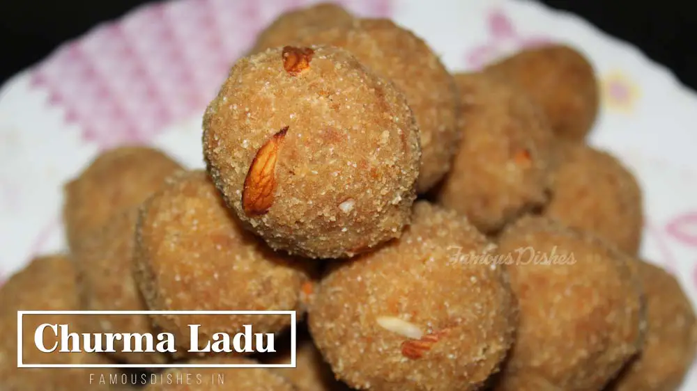 Churma Ladoo Recipe images in a white plate