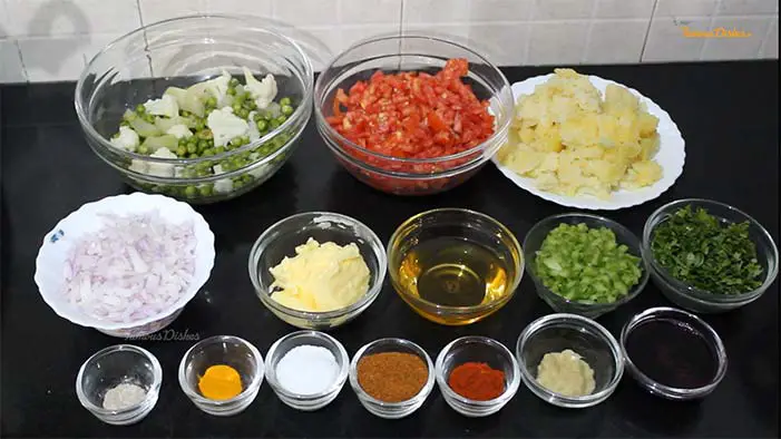 Ingredients for Pav Bhaji Recipe from FamousDishes