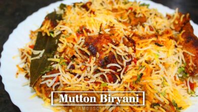 Mutton Biryani Recipe in white plate