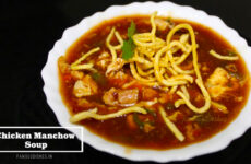 Chicken Manchow Soup in a bowl