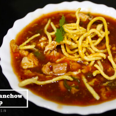 Chicken Manchow Soup in a bowl