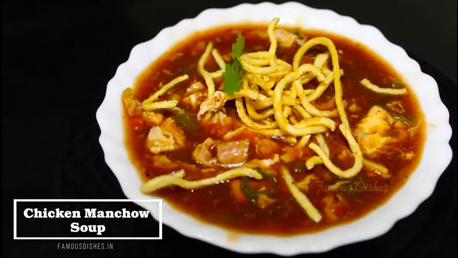 Chicken Manchow Soup in a bowl