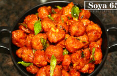 Soya 65 Recipe in black plate