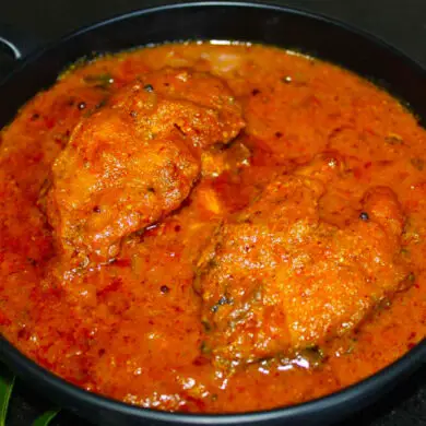 bengali fish curry recipe in black plate