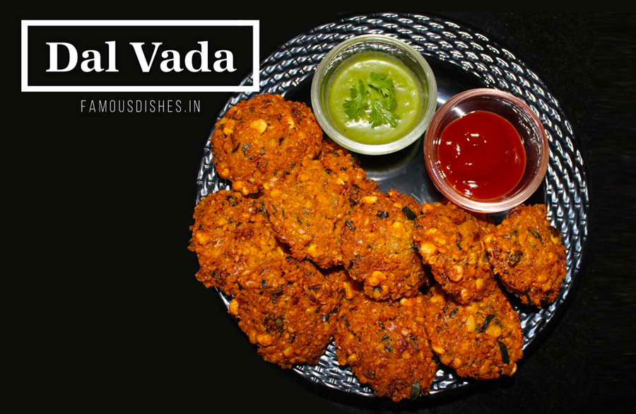 dal vada recipe image in a black plate