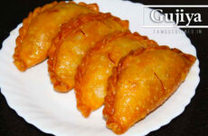 recipe for gujiya in white plate