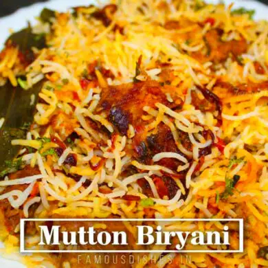 Mutton Biryani Recipe in white plate