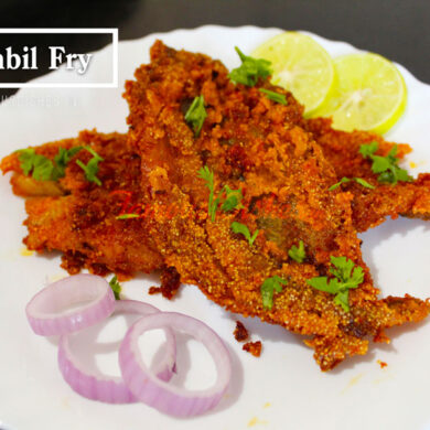 recipe of bombil fry in a white plate