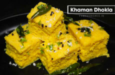 recipe of khaman dhokla in a plate