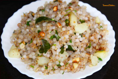 sabudana khichdi recipe image in a white plate