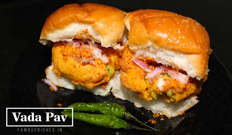 vada pav recipe in a black plate