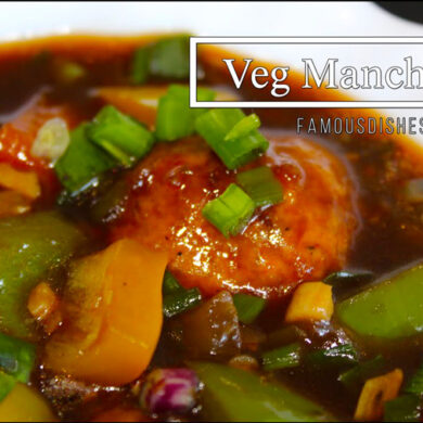 veg manchurian recipe gravy in a white bowl