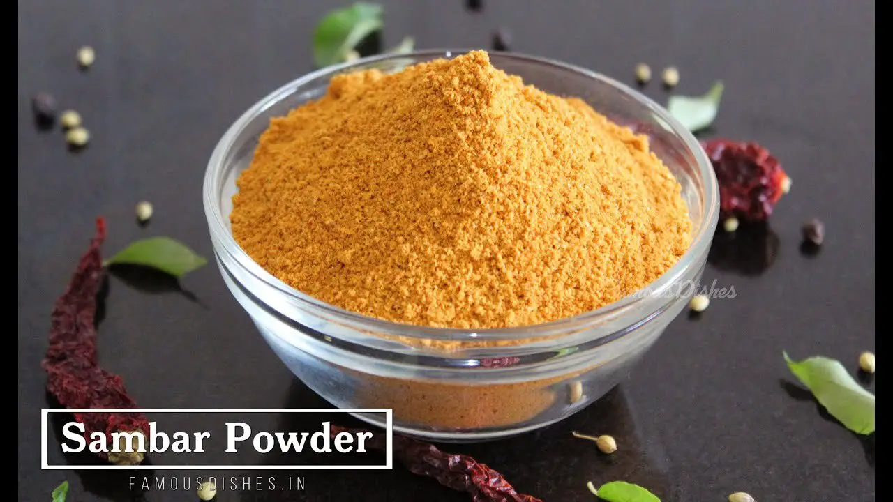 Sambhar Powder recipe image in a glass bowl