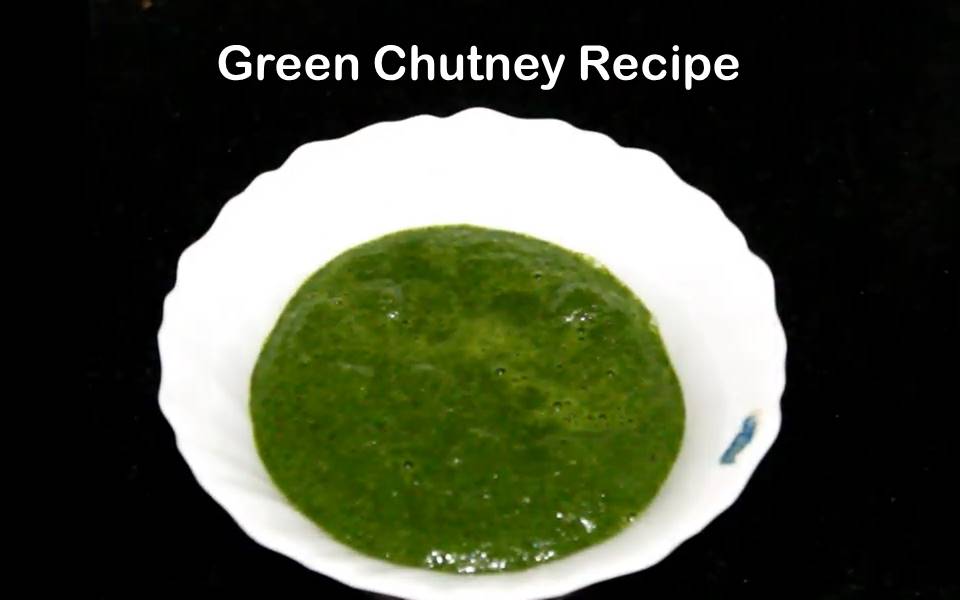 green chutney recipe in a white bowl