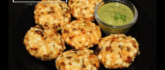 recipe of sabudana vada image in a black plate