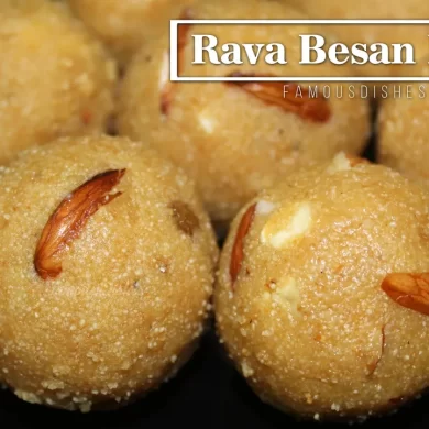 recipe besan ladoo in black plate