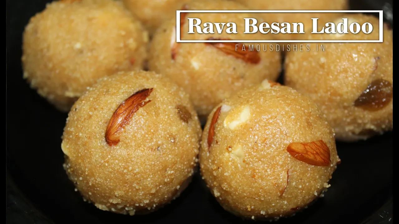 recipe besan ladoo in black plate