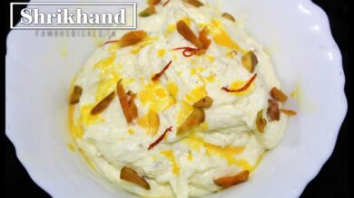 recipe for shrikhand in a white bowl