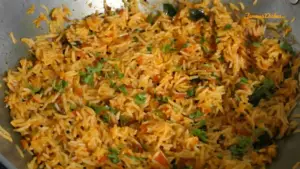 recipe tomato rice image in a kadhai