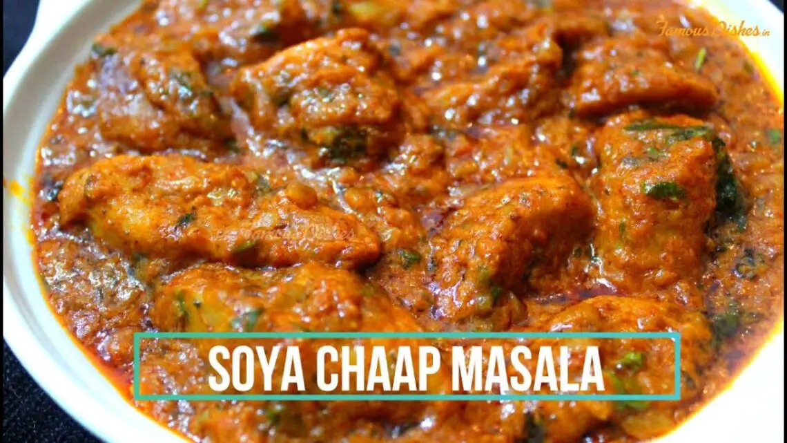 soya chaap recipe in white plate