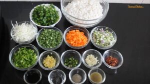 Ingredients of veg fried rice recipe