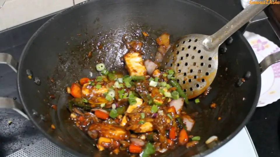 Paneer Chilli recipe in a kadai