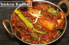 chicken kadai recipe image in a kadai