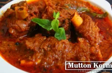 korma mutton recipe image in a white plate