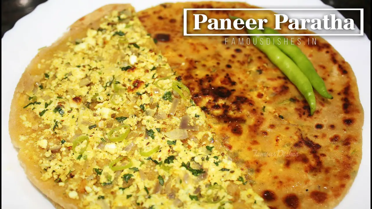 recipe for paneer paratha image in a plate