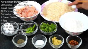 ingredients for chicken burger