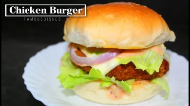 recipe chicken burger in a white plate