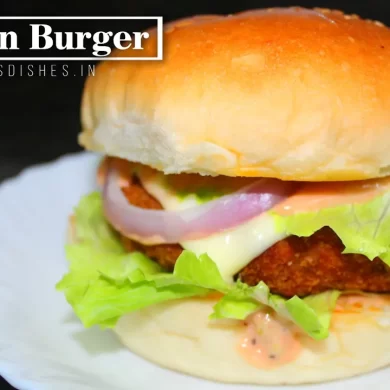 recipe chicken burger in a white plate