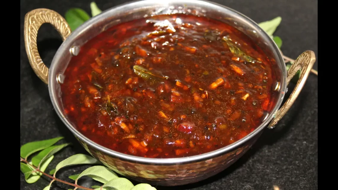 Inji Puli Recipe in a kadhai